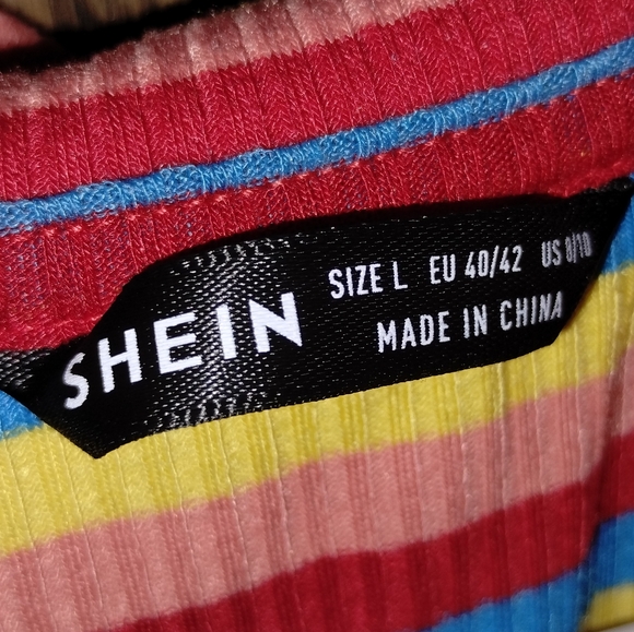 Rainbow Striped Bodycon Short Sleeve Dress with Butterfly Embroidery - Picture 7 of 10